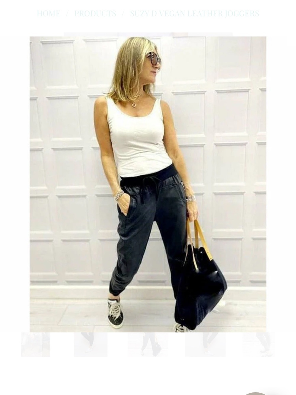 Suzy D London Made in Italy Faux Leather Jogger Pants Size M NWT